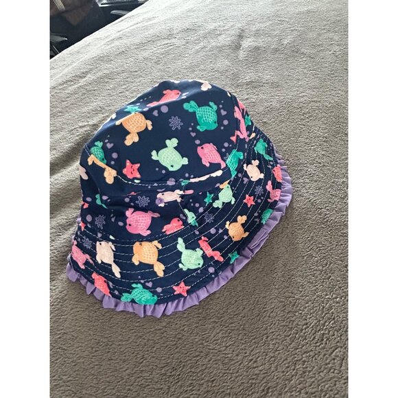 Toddler Girls Purple Rash Guard Set With Skirt & Hat Sea Turtle Print - Picture 6 of 12